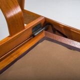 Armchair with Model FD 164 frame by Arne Vodder and Model 118 armrests by Grete Jalk in teak and black leather, Denmark, 1960s