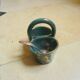 Salt and pepper shaker in gres Artceram Art Nouveau basket shape with spoon.