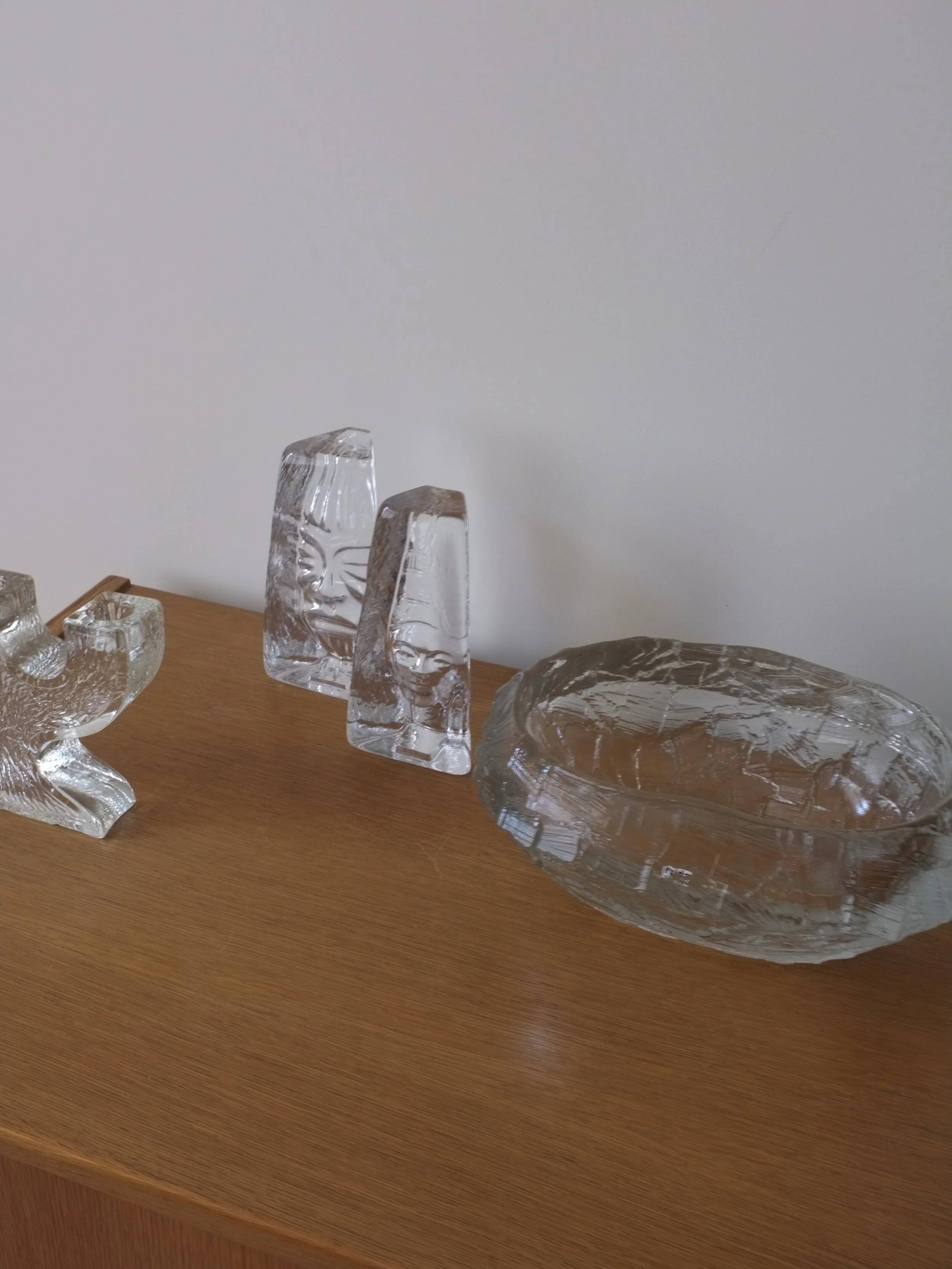 Pukeberg crystal glass candle holder "Tree" | Sweden | 1970s