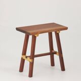 Contemporary handcrafted stool / end table in solid sipo and oak wood