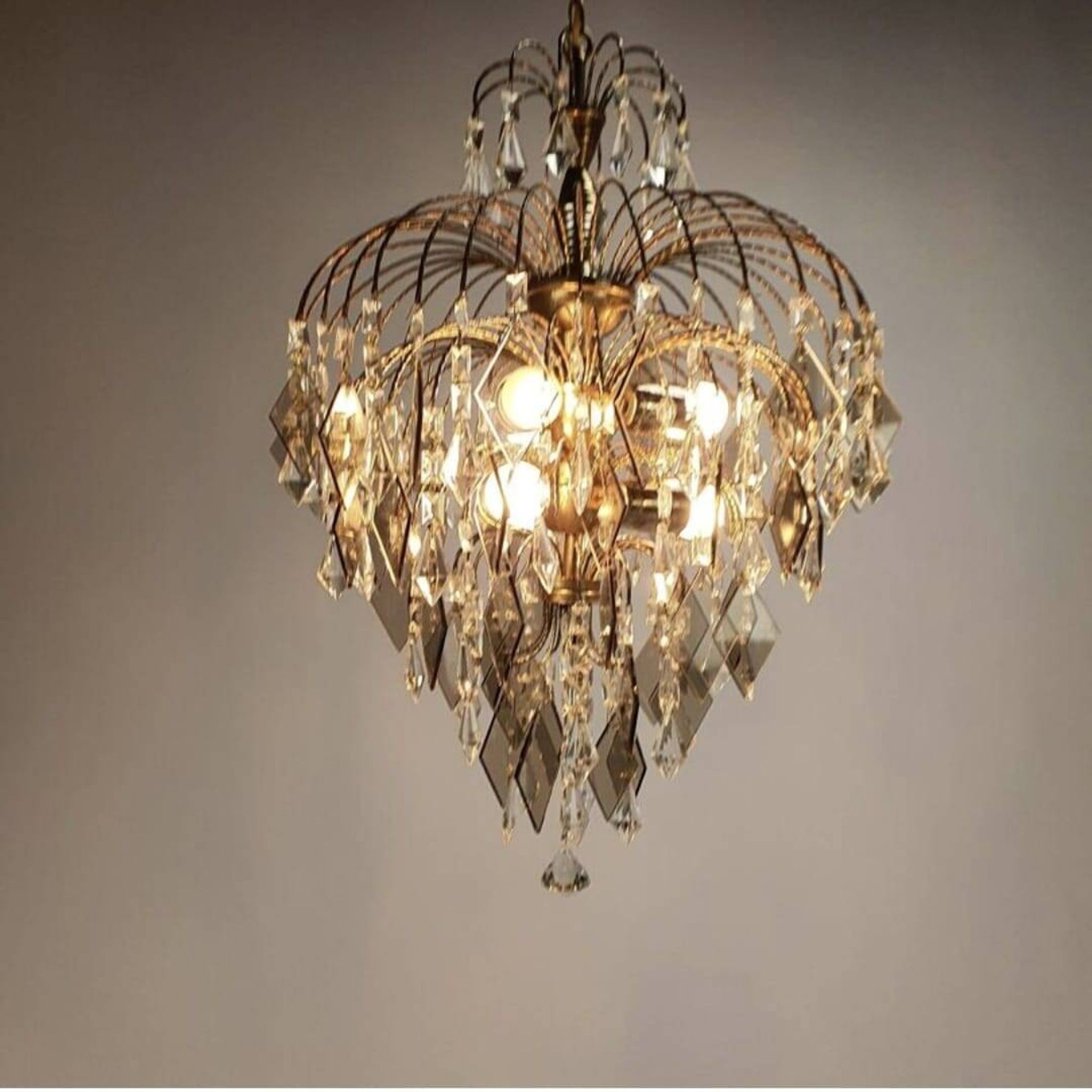 Hollywood Regency crystal and glass chandelier, 1970s