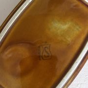 Vintage Portuguese faience butter dish with wood effect, Secla.