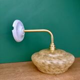 Vintage angled wall lamp with yellow clichy glass shade