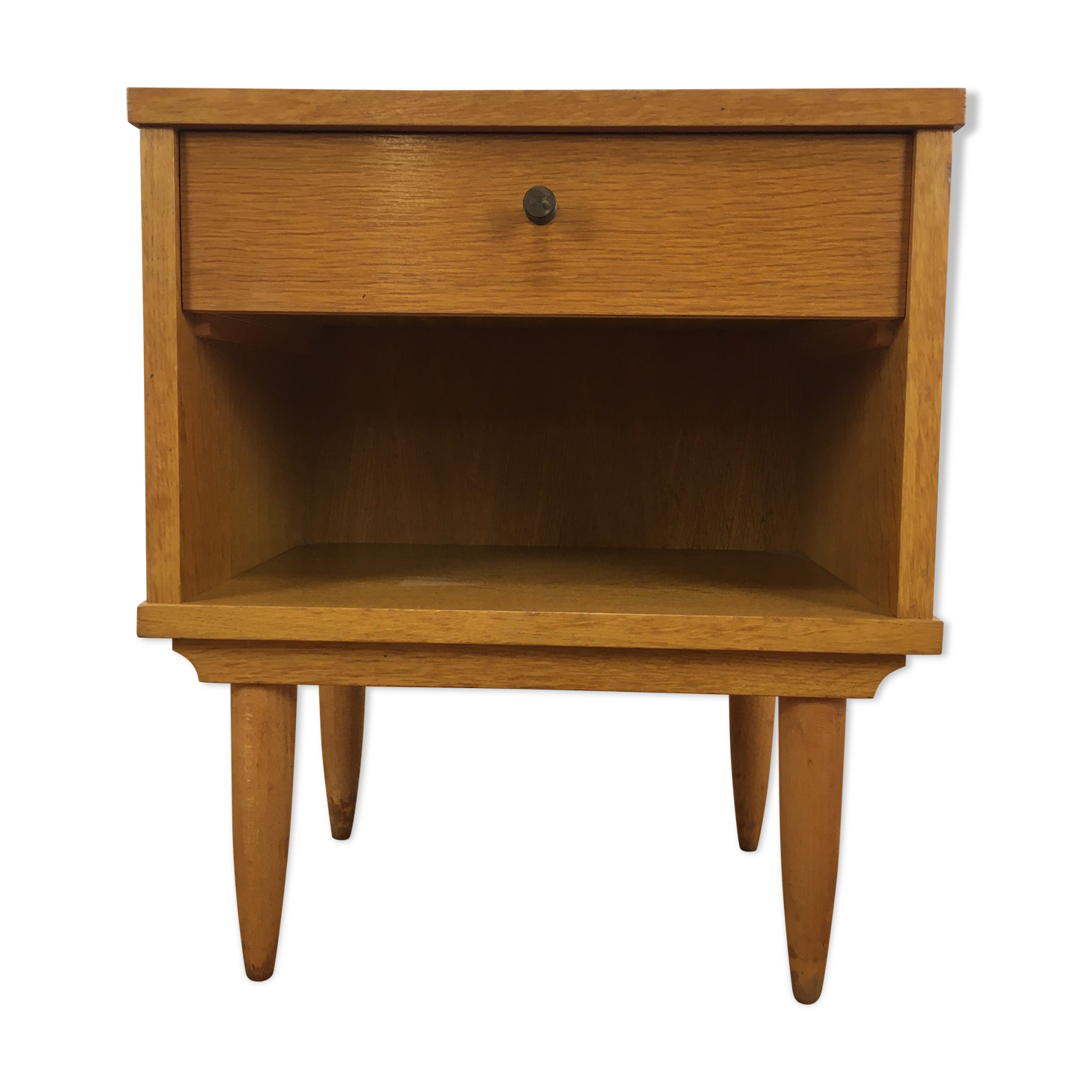 Scandinavian bedside vintage blond wood 1 drawer