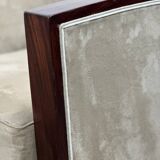 Pair of Art Deco armchairs in rosewood and suede.