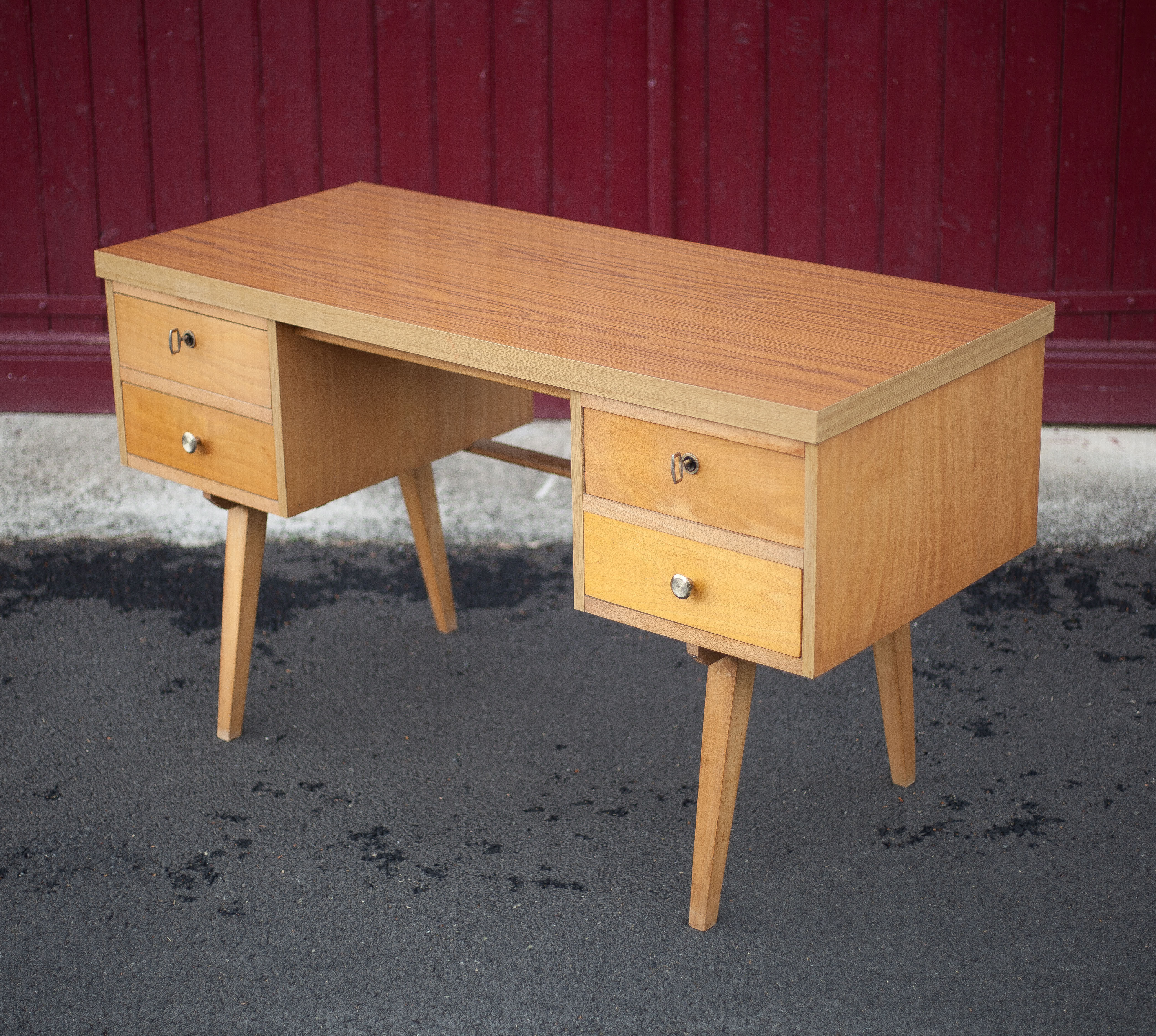 German 60s office in beech wood, compass feet