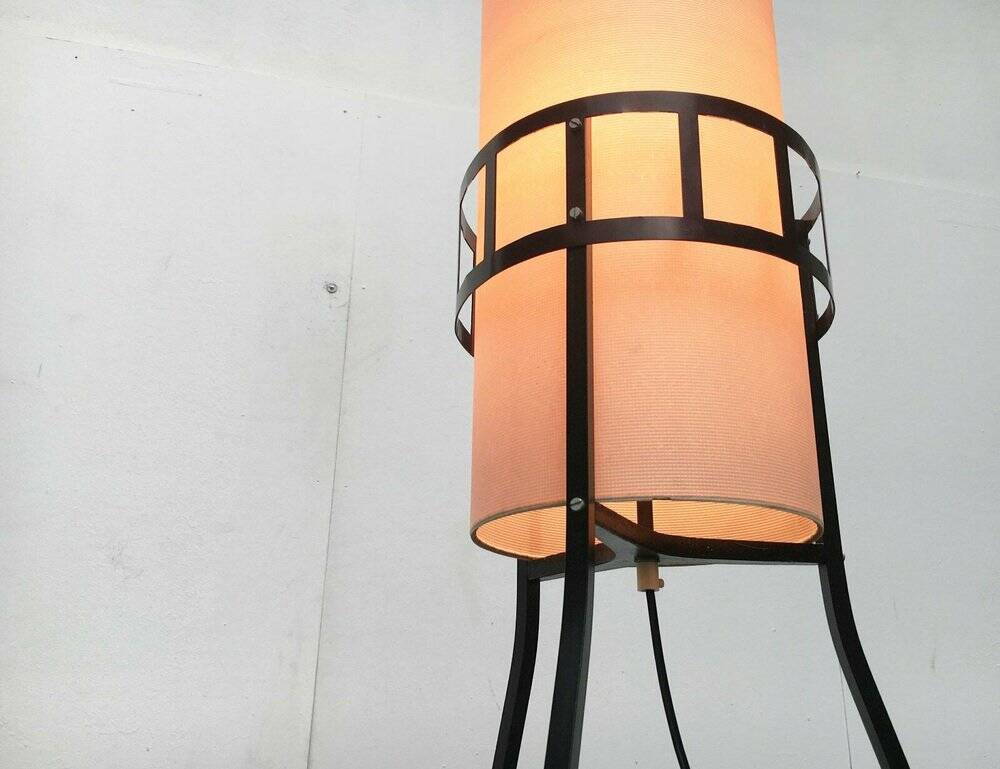 Mid-century tripod rocket floor lamp from the GDR of East Germany by Leuchtenbau Saller, 1960s.