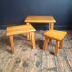 3 nesting tables in vintage elm, brutalist design.