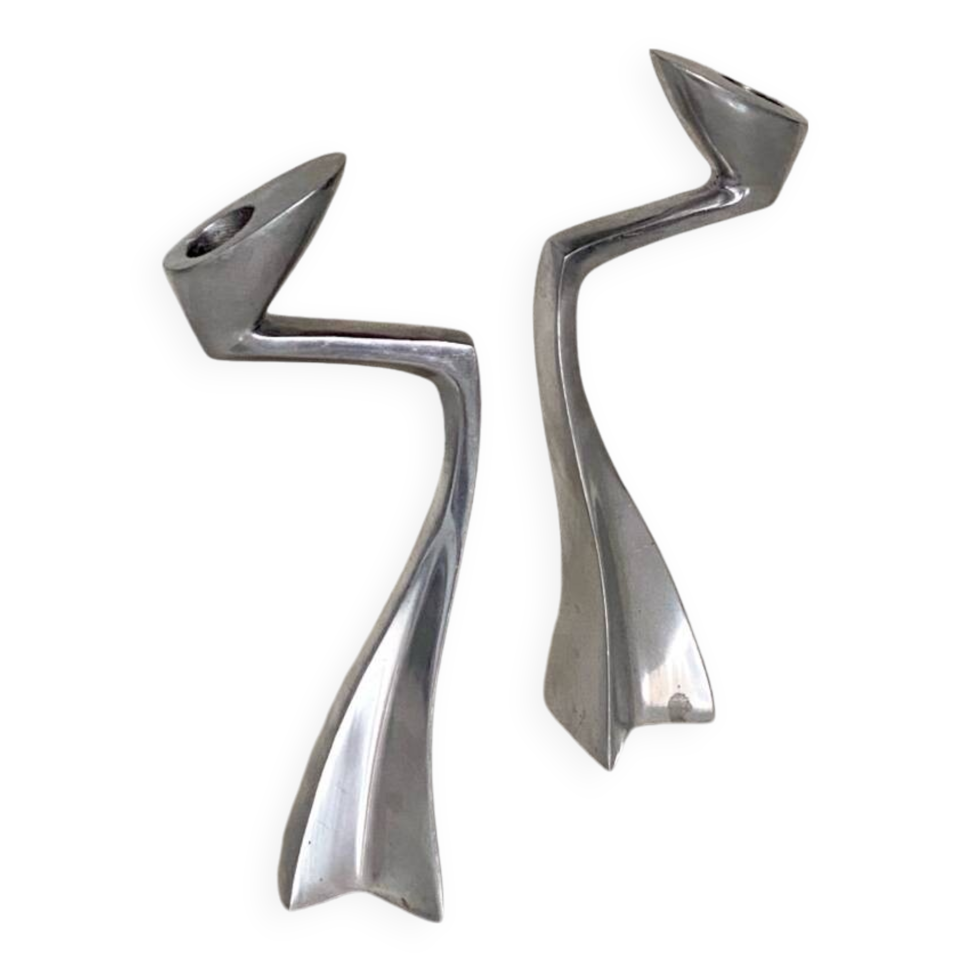 Pair of aluminium candlesticks by Matthew Hilton