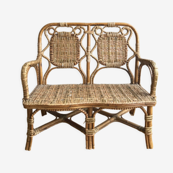 Bench for children in rattan early twentieth century