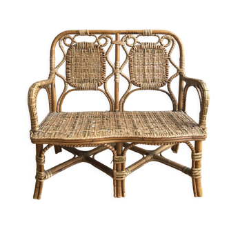 Bench for children in rattan early twentieth century