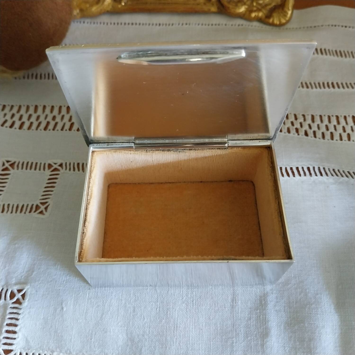 Antique silver metal jewelry box