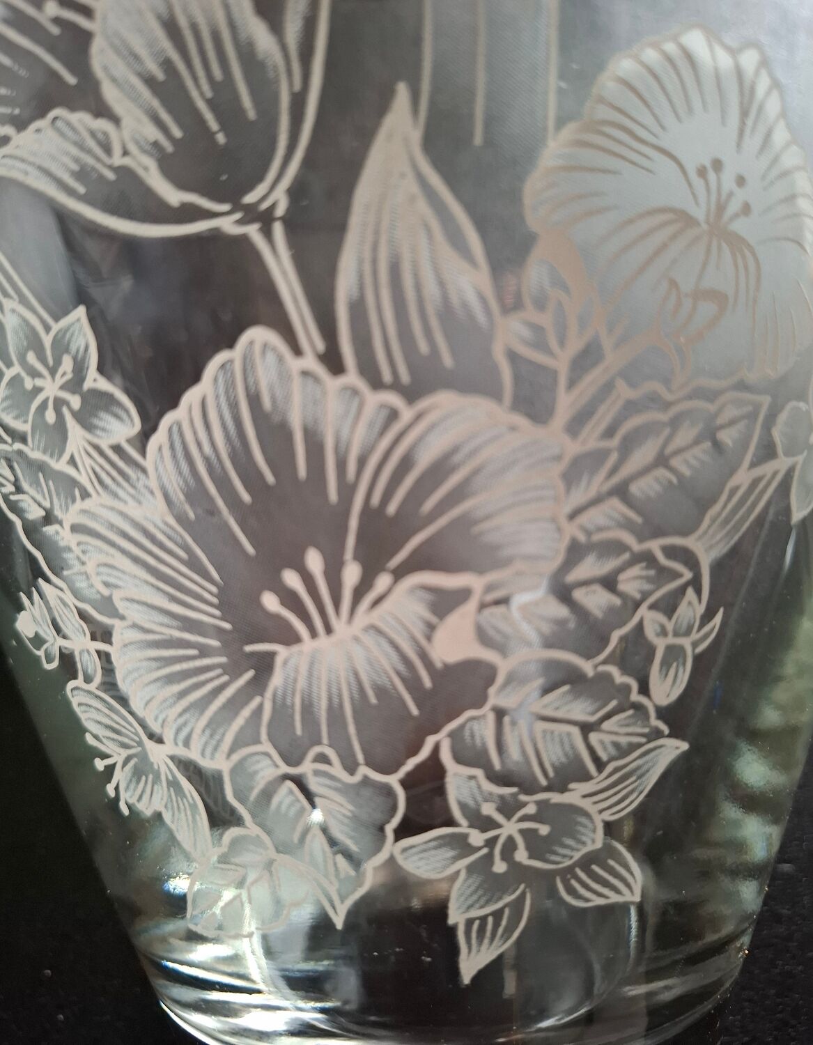 Large engraved crystal vase