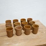 Series of 4 vintage stoneware glasses by the manufacture of Digoin, France