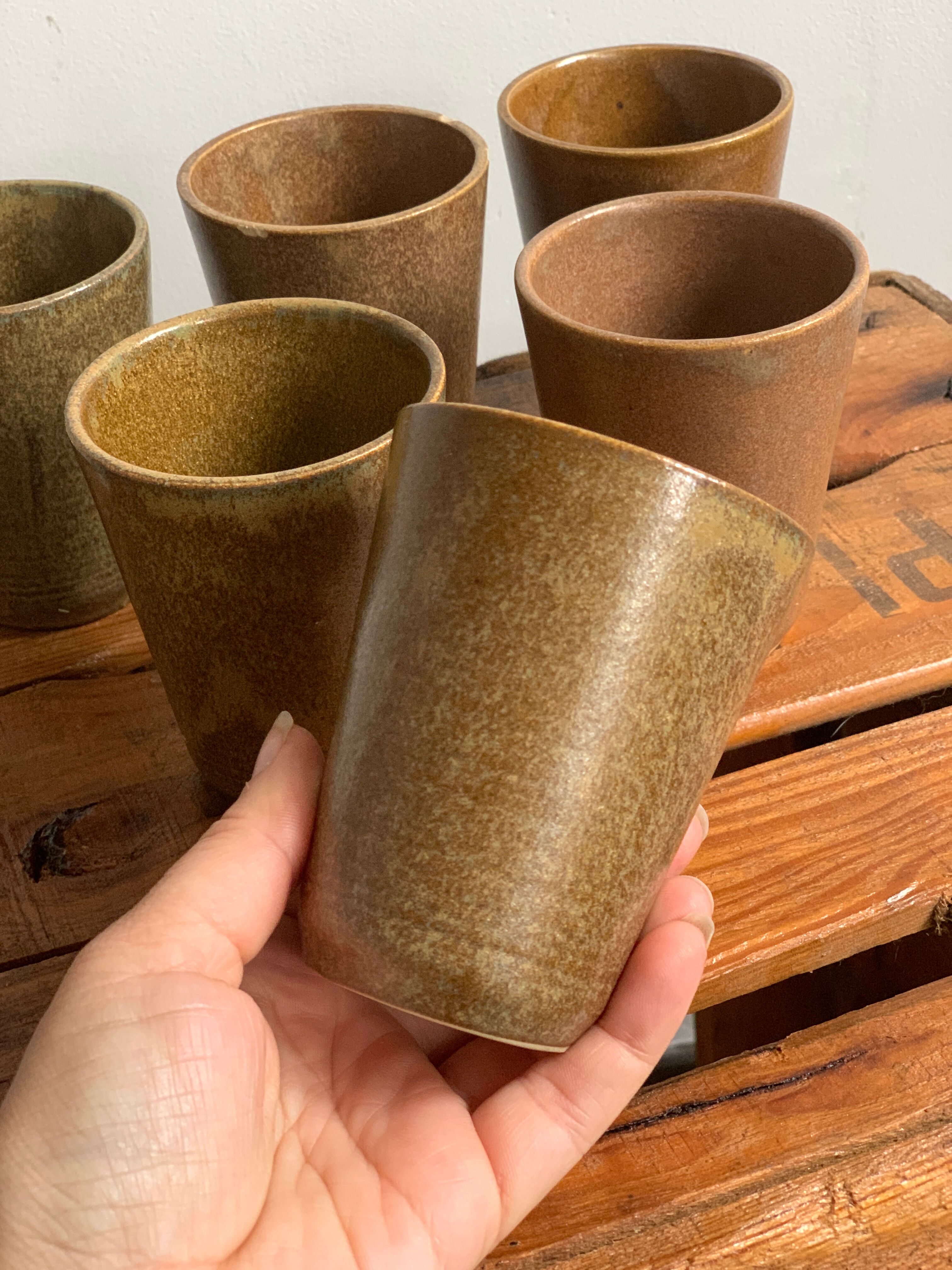 6 glasses digoin sandstone cups