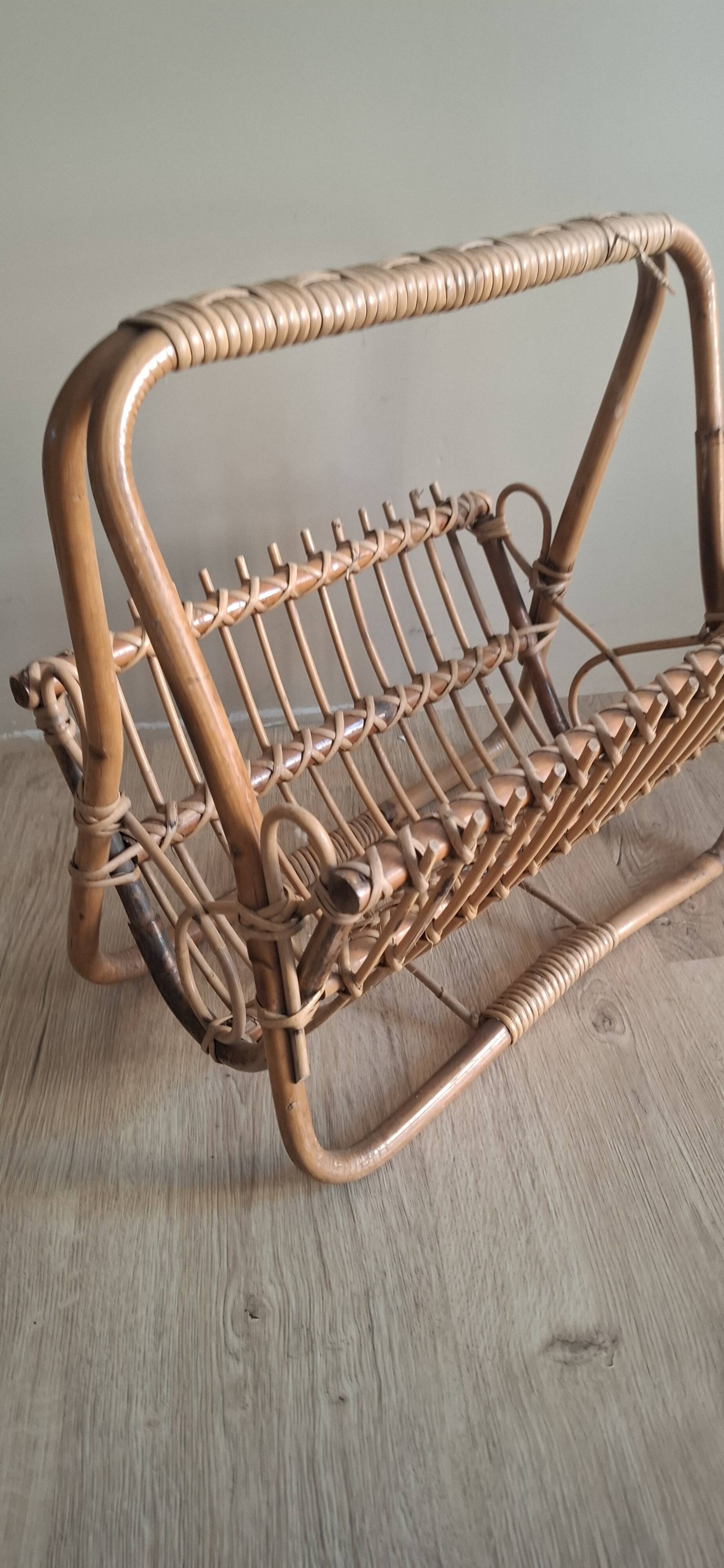 Rattan magazine rack