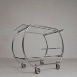 Art Deco trolley, chrome serving cart, 1950s