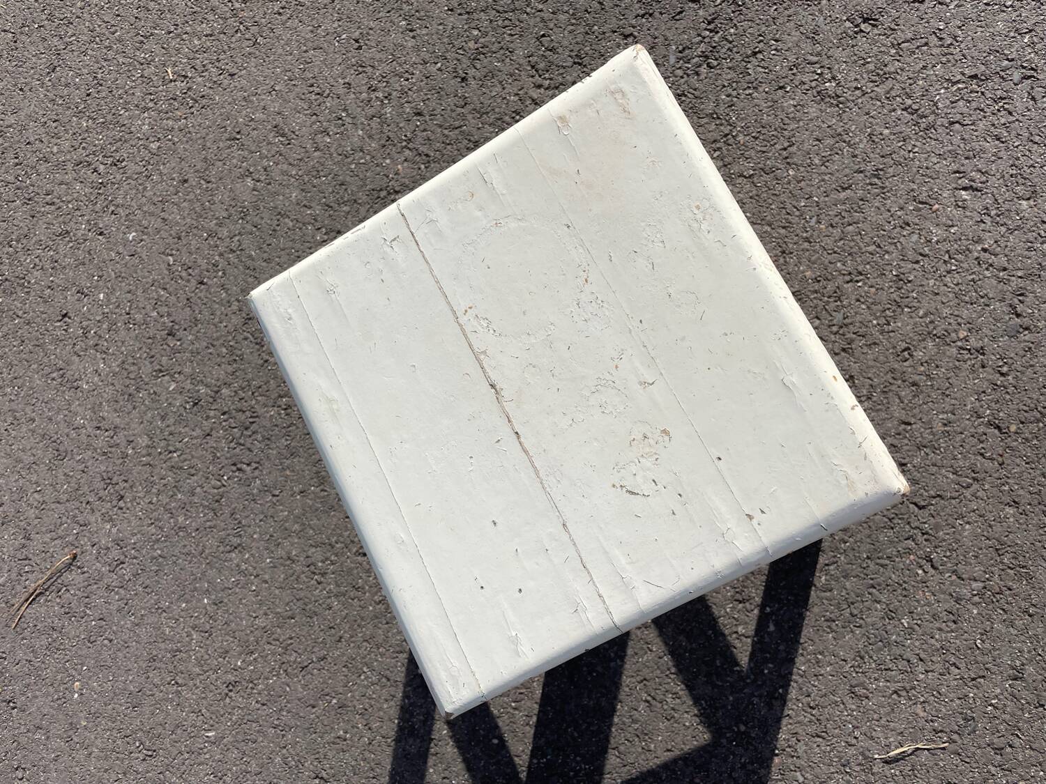 White square wooden stool