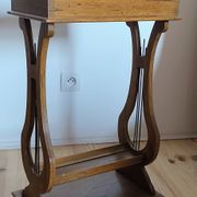 Lyre bedside table, cherry wood, 1960s.