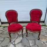 Louis XX chairs, walnut & red velvet