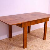 Walnut adjustable dining table, 1930s, Czechoslovakia