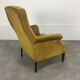English armchair Napoleon III in mustard yellow velvet