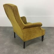 English armchair Napoleon III in mustard yellow velvet