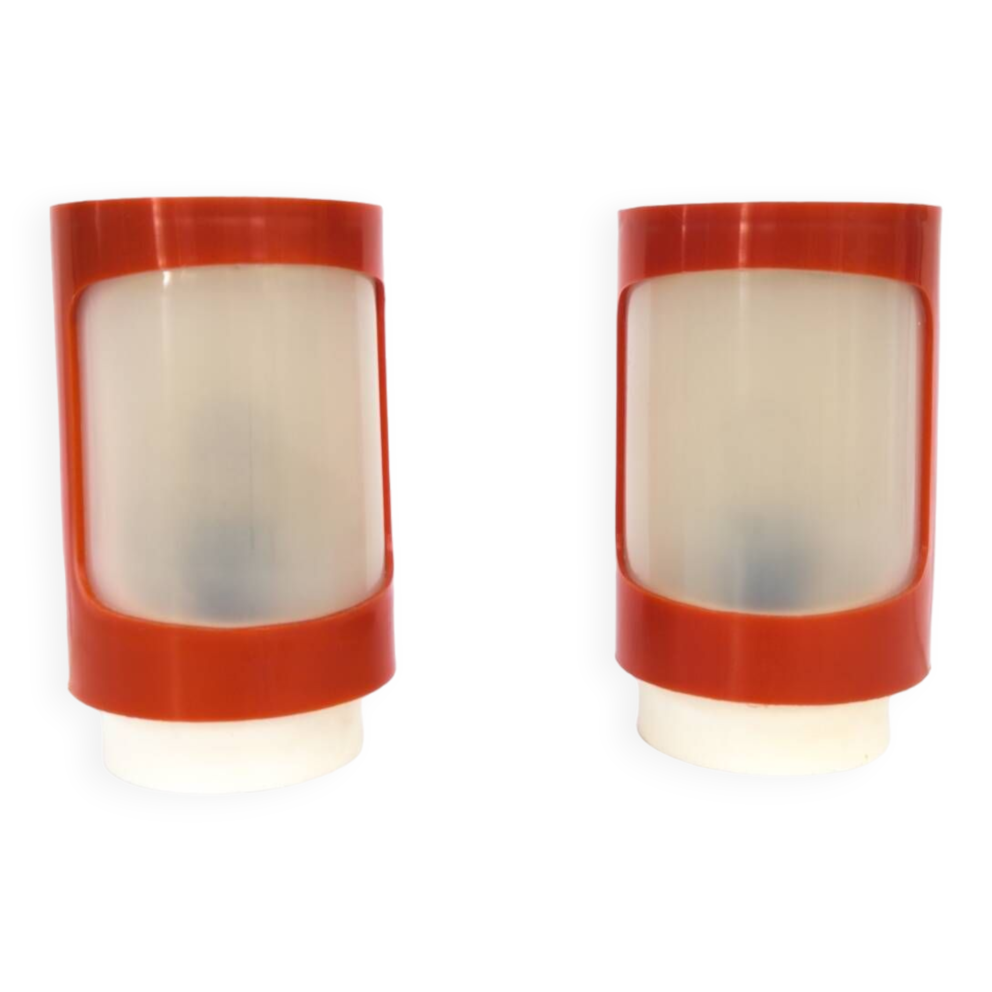 Pair of space age red plastic table lamps by Elektrosvit, 1960s