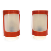 Pair of space age red plastic table lamps by Elektrosvit, 1960s