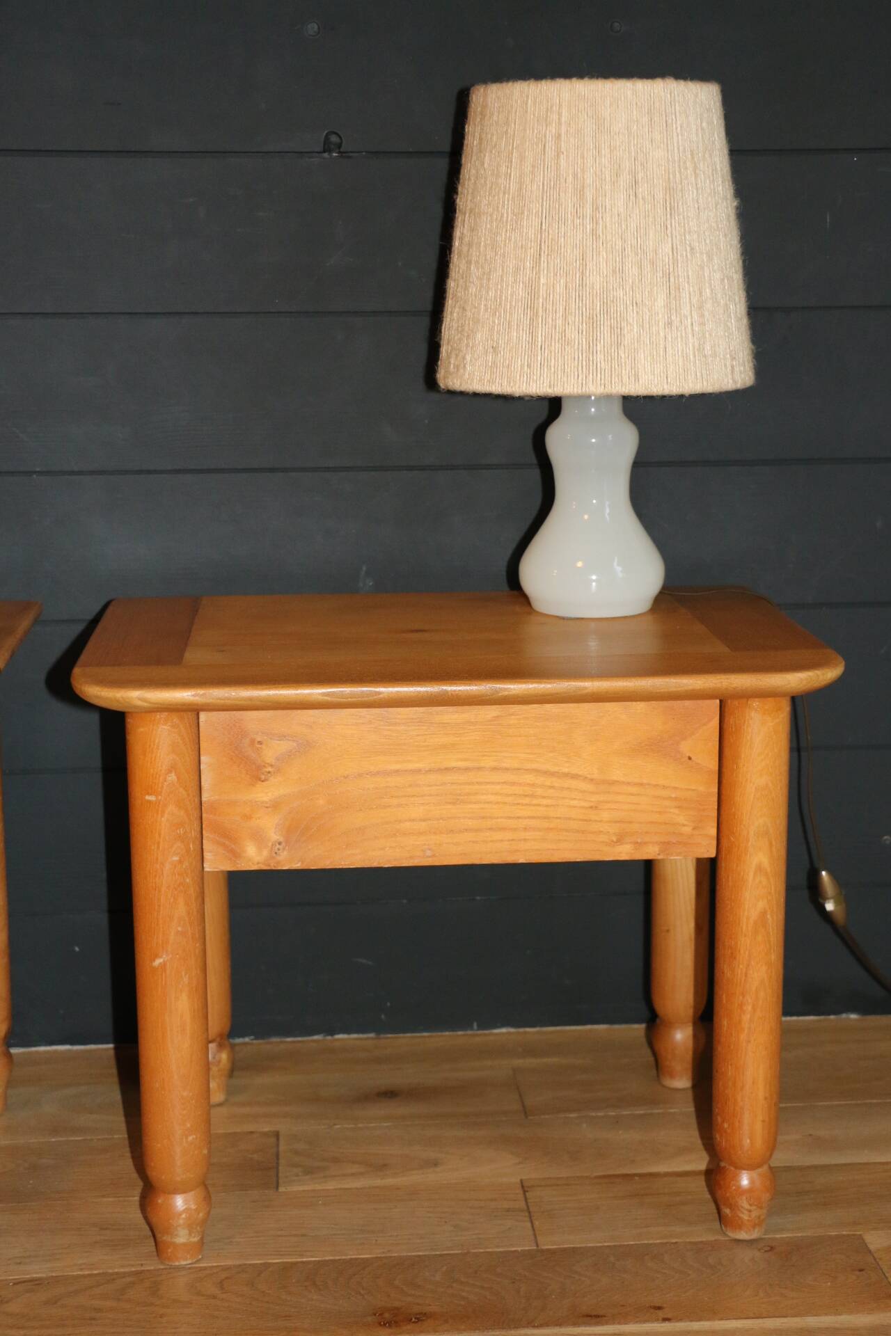 Pair of bedside tables with drawers in solid elm