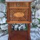 Bedside table in wood marquetry from the 19th century