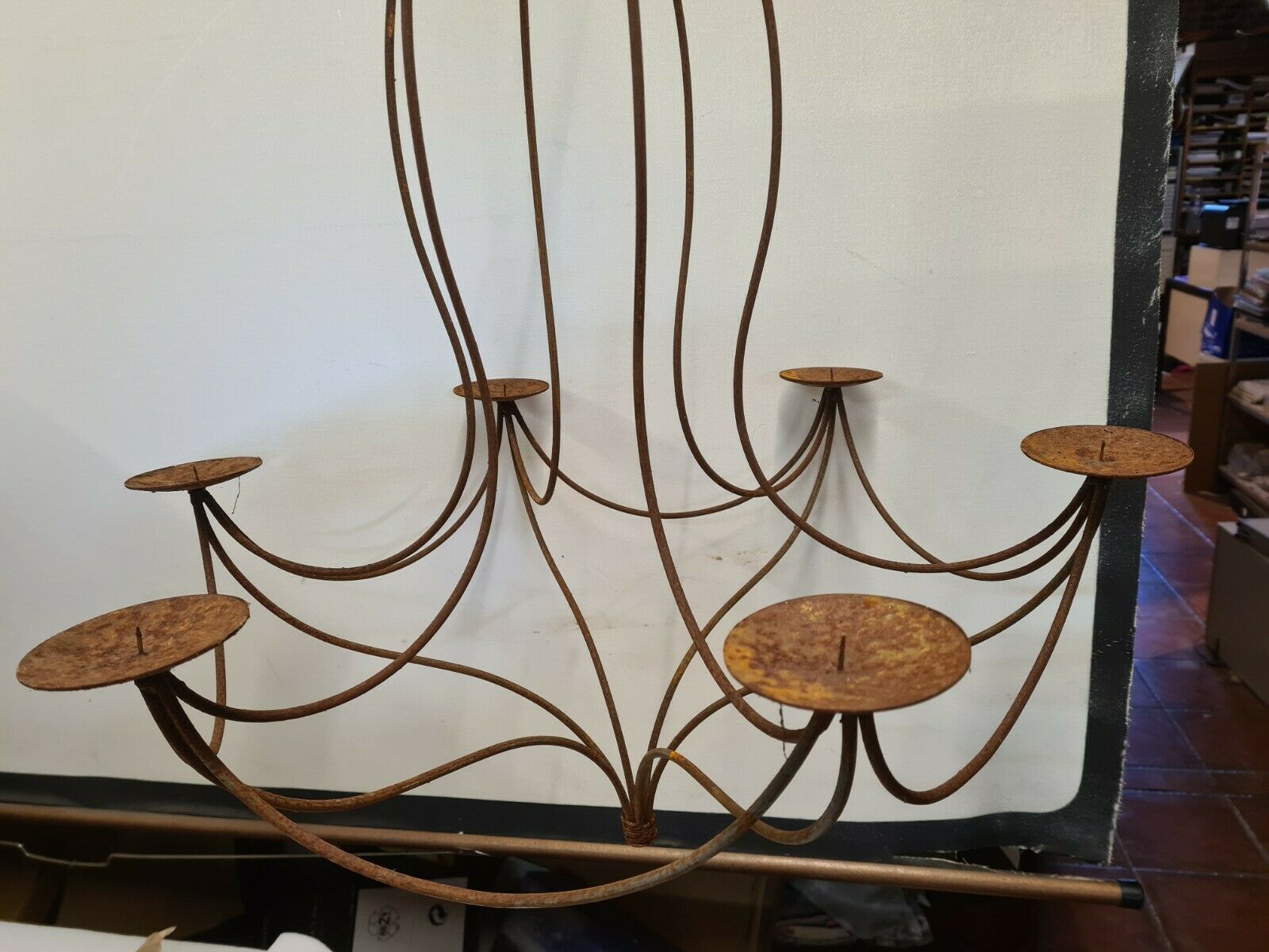 Wrought iron candle chandelier
