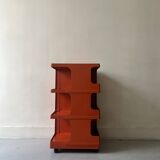 Multi-storage design serving trolley in orange abs, Stile italy 1970