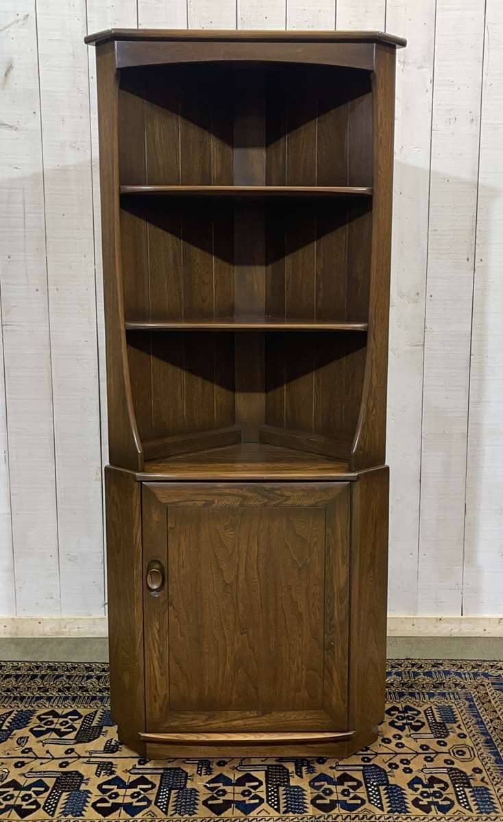 ERCOL English elm corner cabinet from the 1970s