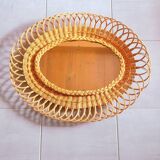 Woven wicker mirror, 1960.