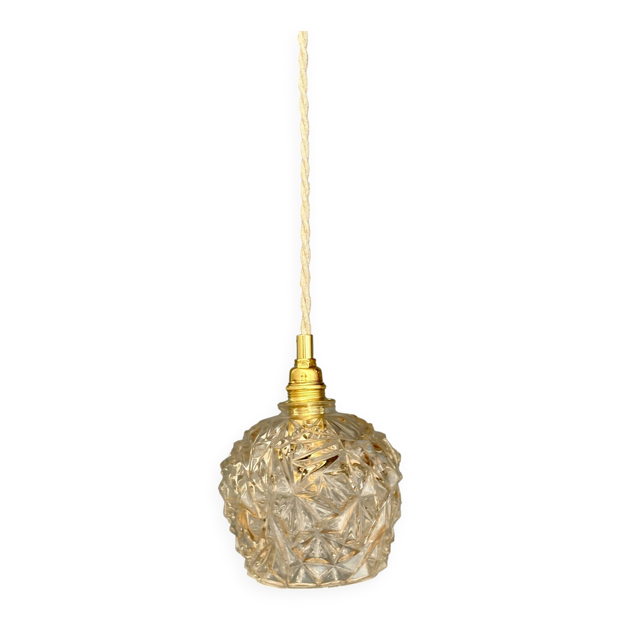 Vintage moulded glass suspension globe