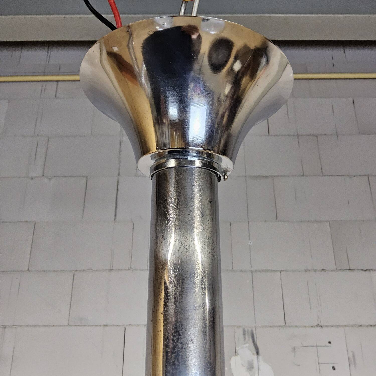 Vintage Space Age Chrome and Murano Glass Italian Pendant Lamp