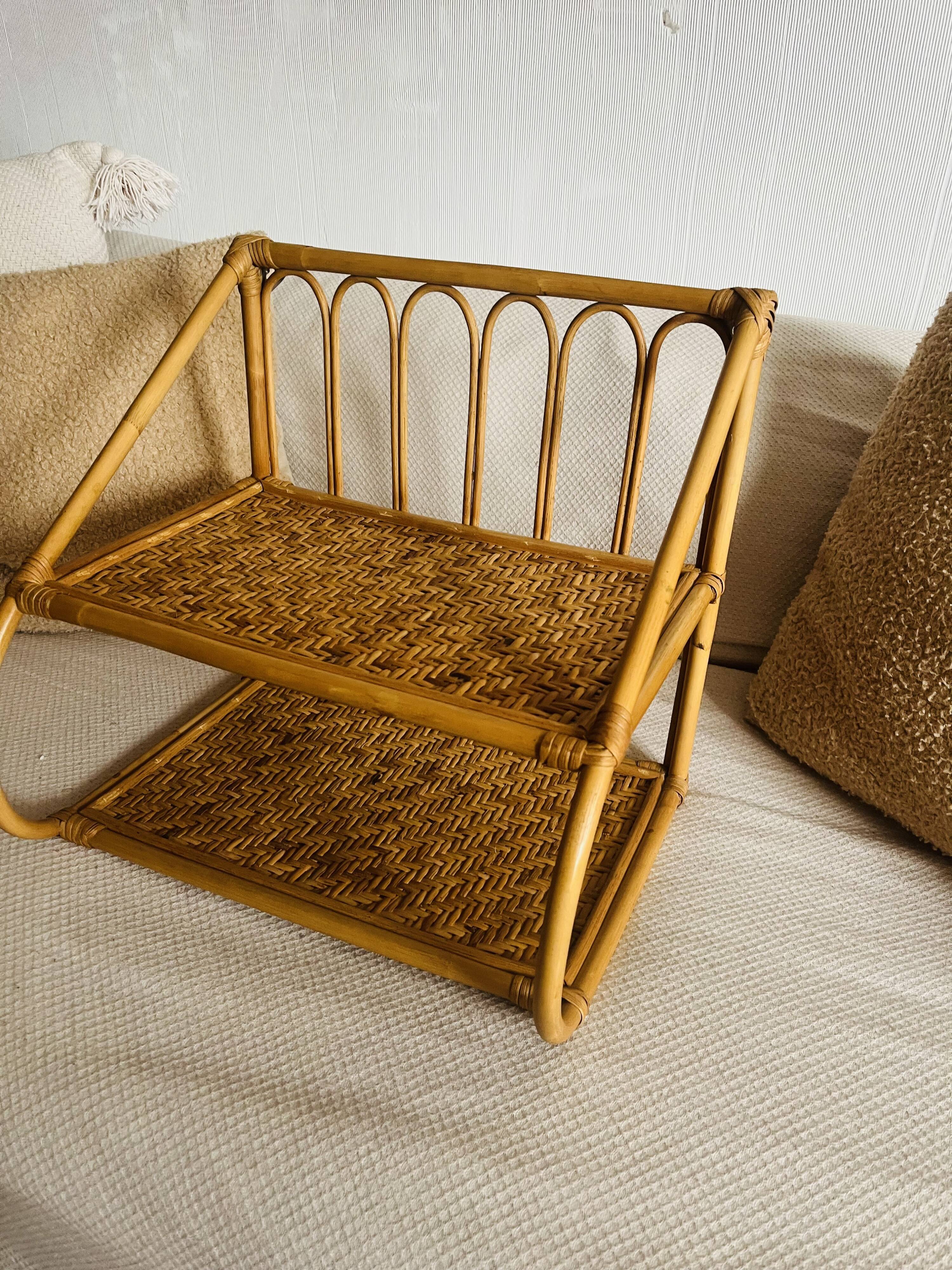 Vintage rattan wall shelf