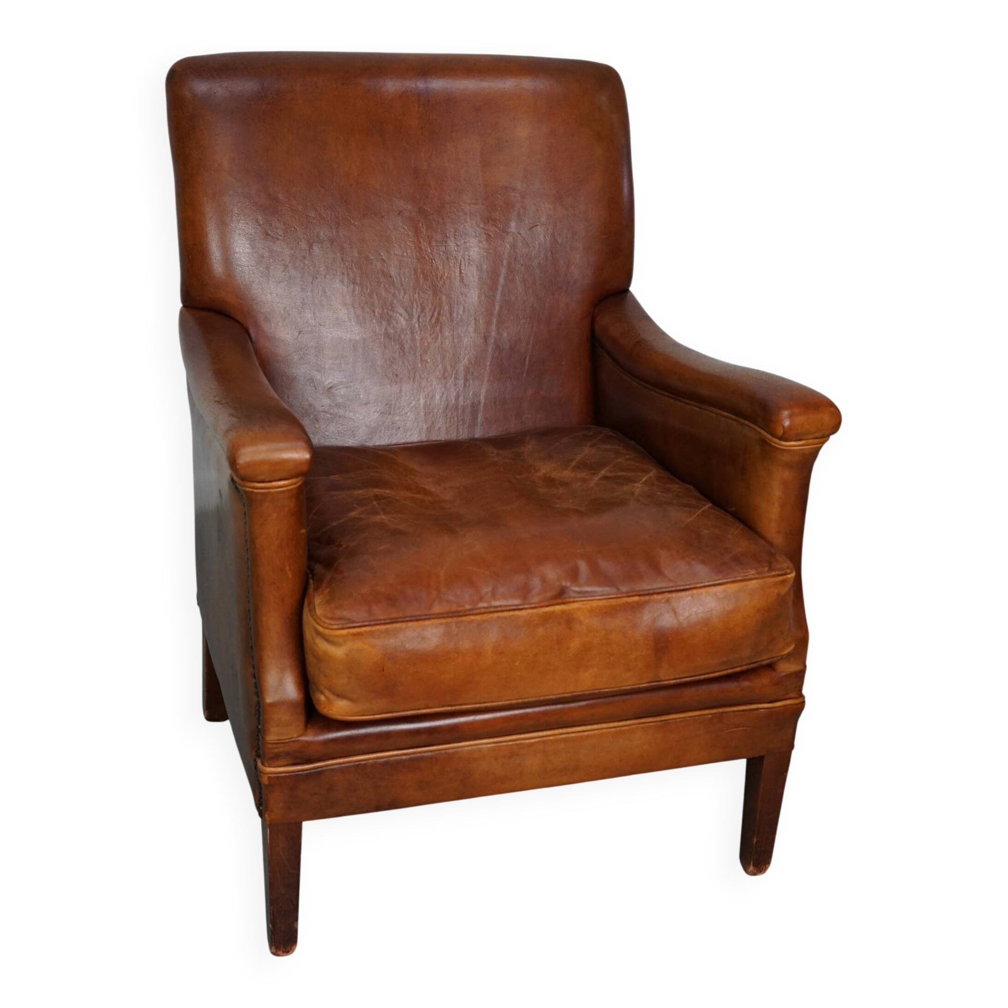 Vintage Dutch Cognac Colored Leather Club Chair
