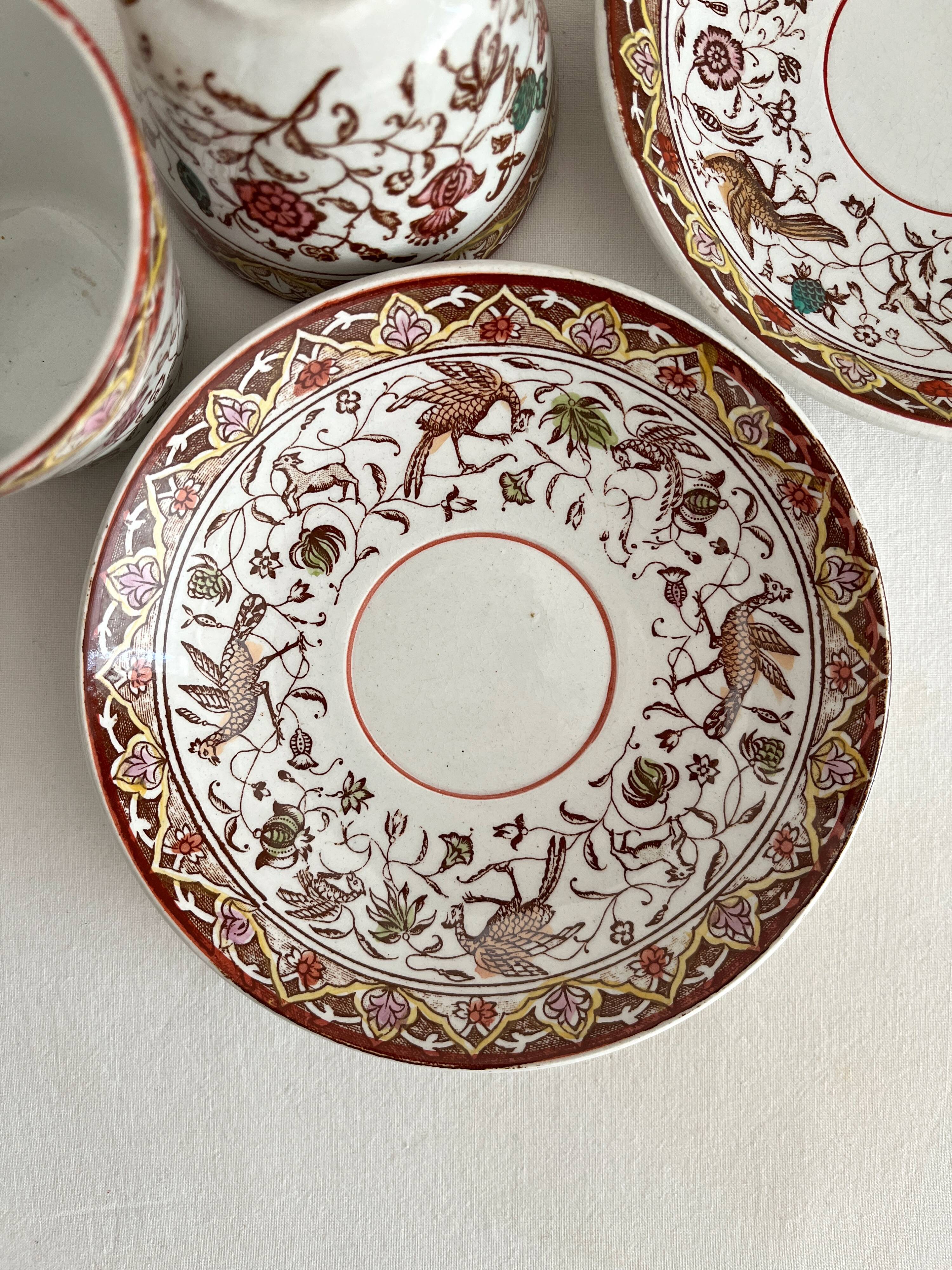 2 polychrome ironstone coffee cups Choisy le Roi