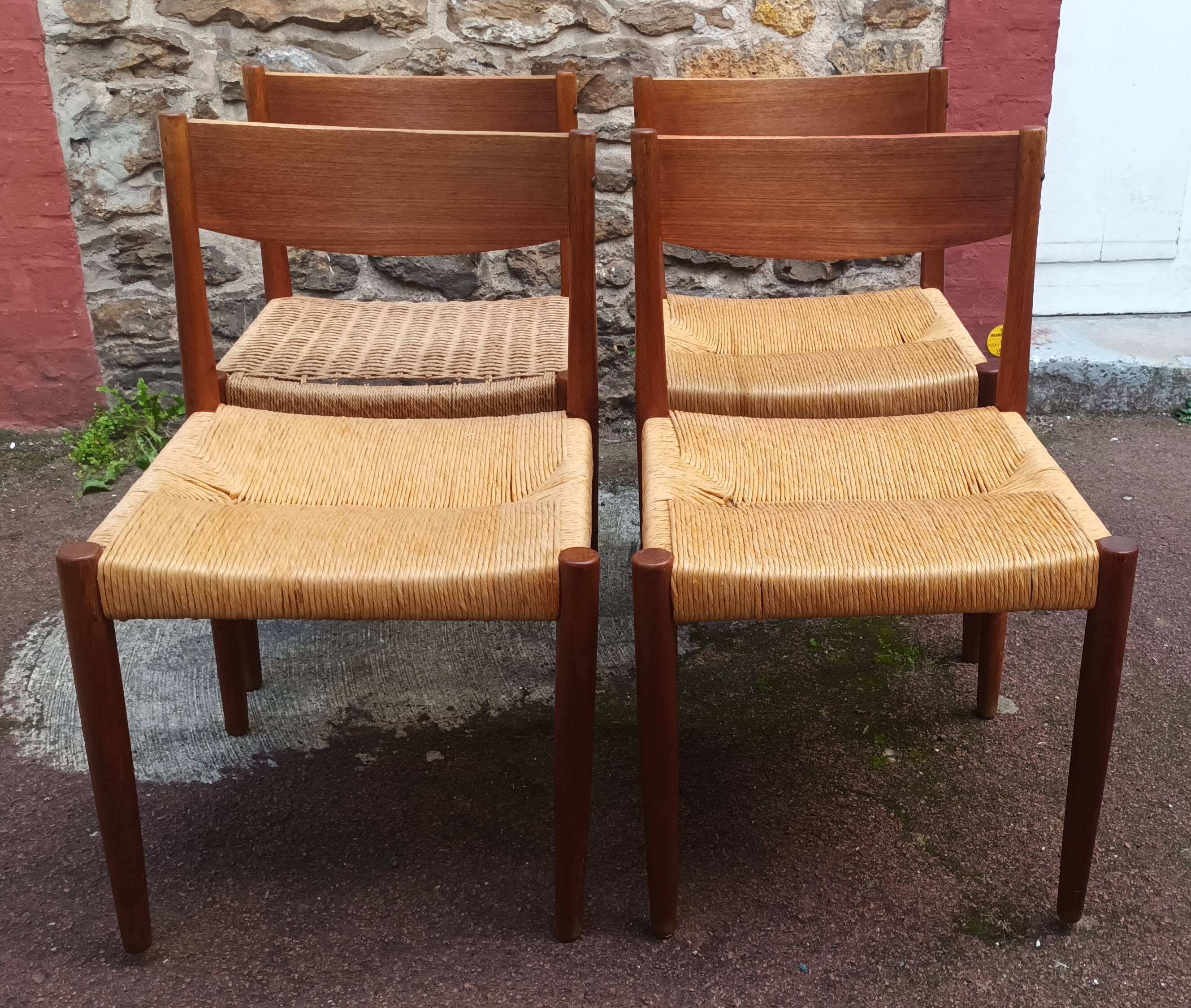 4 Danish chairs by Poul Volther for Frem Rolje, 1960s.