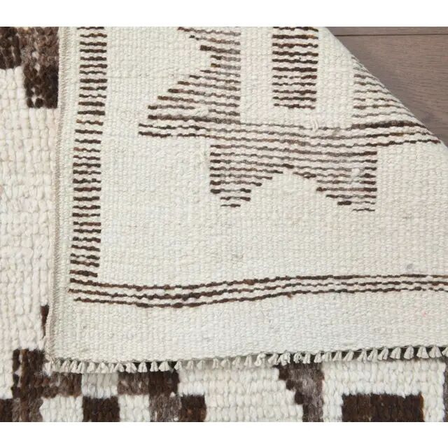 1970s Vintage Turkish Hand-Knotted Wool Cotton White Runner Rug 90X310