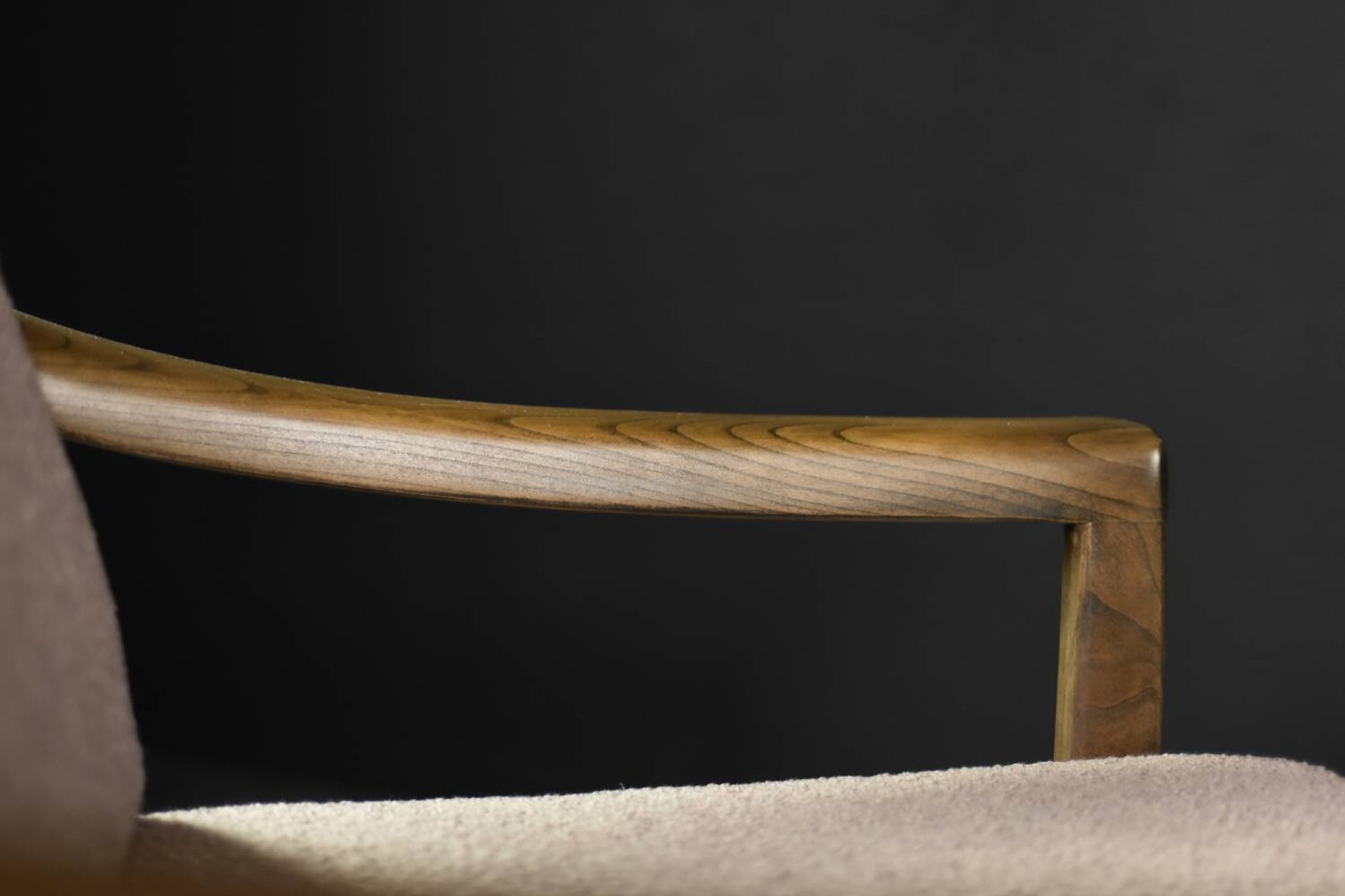 Pair of Mid-Century German Elegant Cherry Wood and Dusty Pink Fabric Armchairs