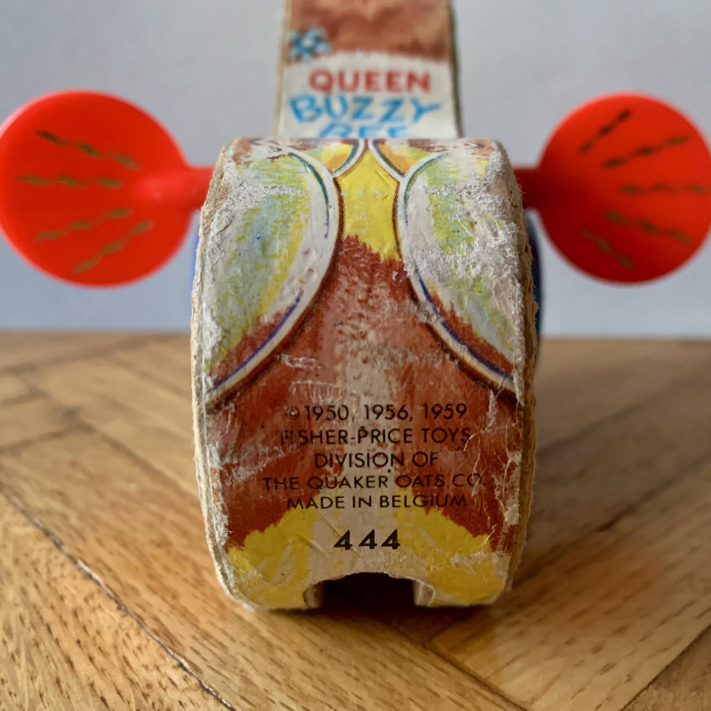 Fisher-Price Wooden Pull-Along Toy - Queen Buzzy Bee - 1960