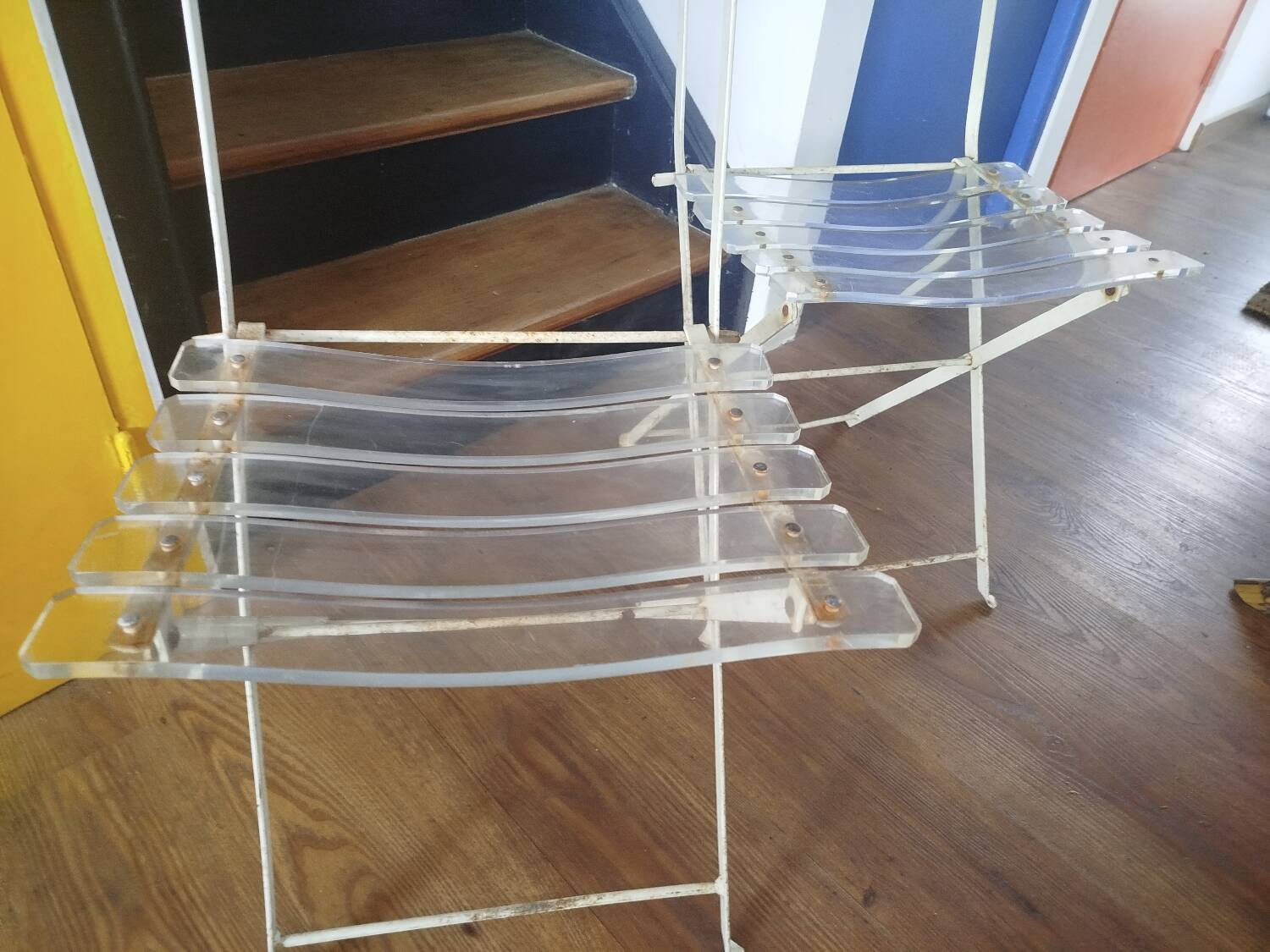 Pair of vintage folding chairs "The Invisibles" by Lebovici and Berthet