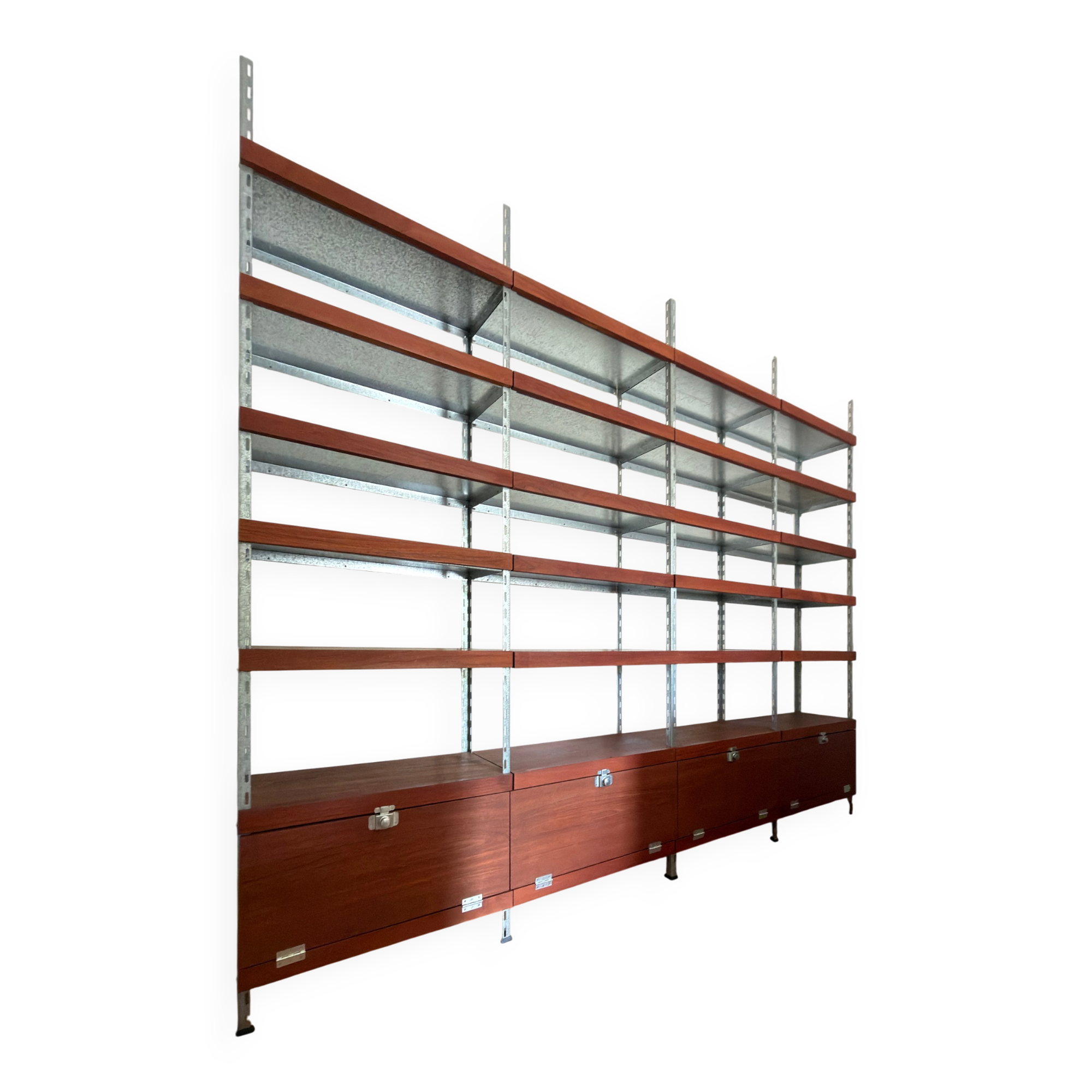 Modular library -- Teak & Galvanised steel structure