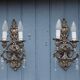 Italian Hollywood Regency Crystal Wall Lights – Silvered Metal Double Arm Light