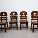 Brutalist fishbone stoelen eikenhout Jaren 70