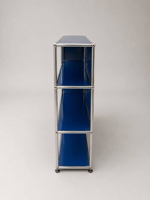 Bibliothèque modulable USM Haller bleu cobalt vintage.