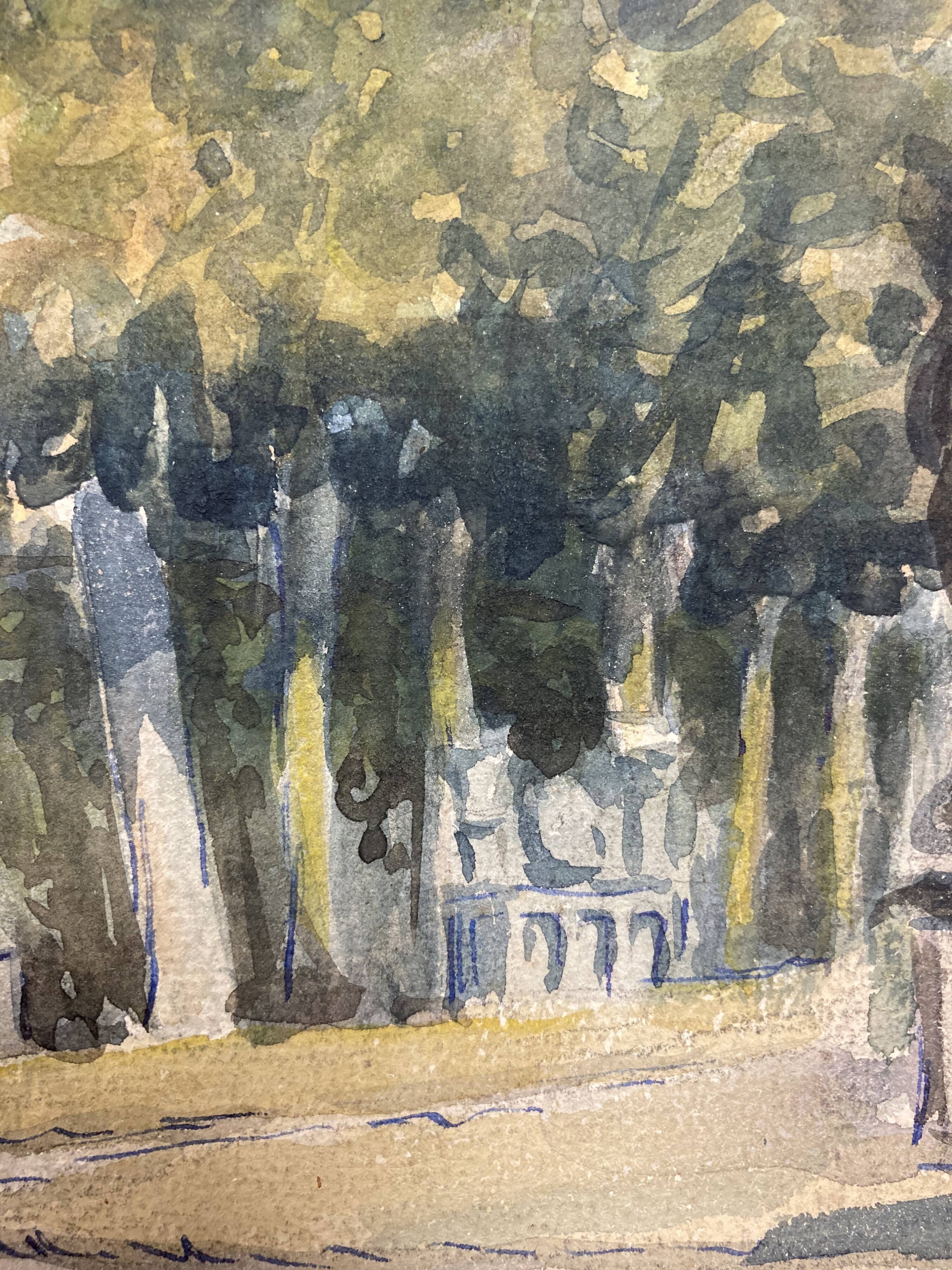 Landscape with watercolor signed